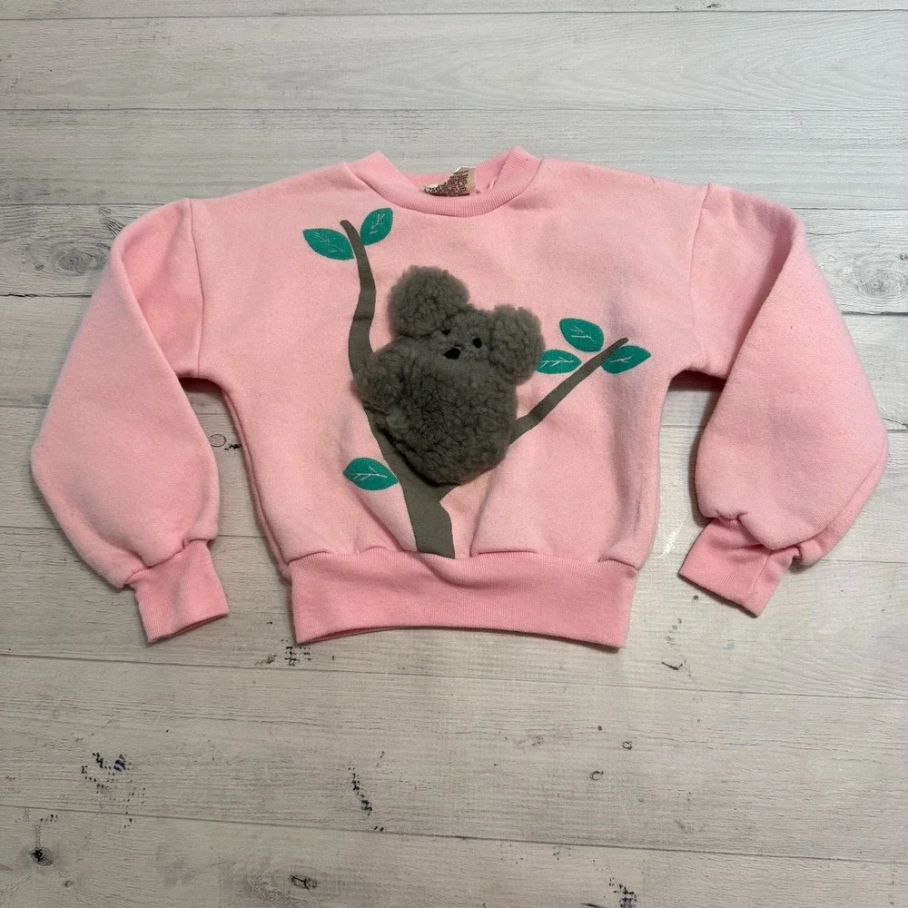 Vintage Koala Australia Real Sheepskin Factory Pink Sweatshirt small baby